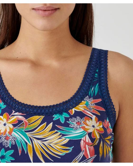 Débardeur Essential en coton extensible, orné de dentelle