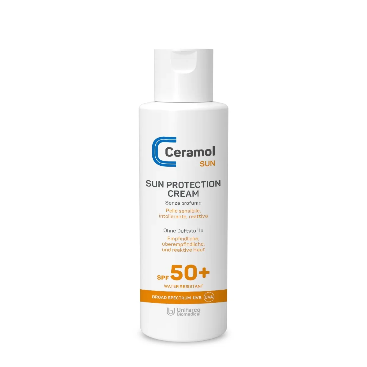 Crema solar Ceramol SUN SPF50+ - Crema solar corporal de alta protección, crema solar facial de alta protección.
