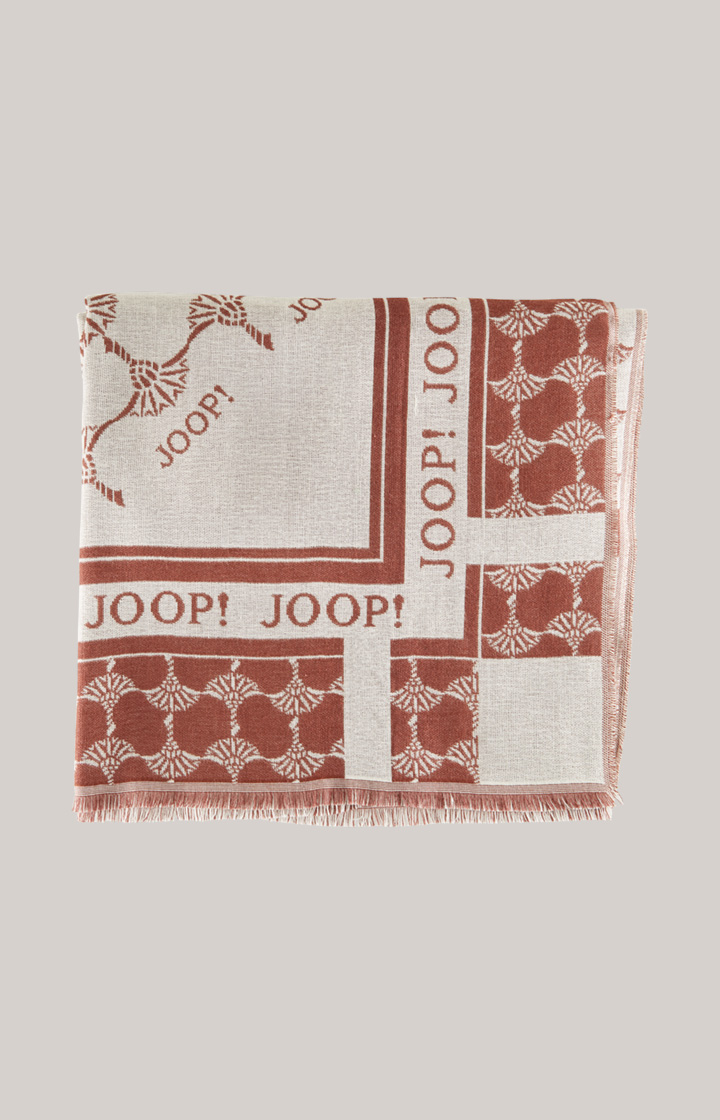 Jacquard-Schal in Kupferbraun/Beige