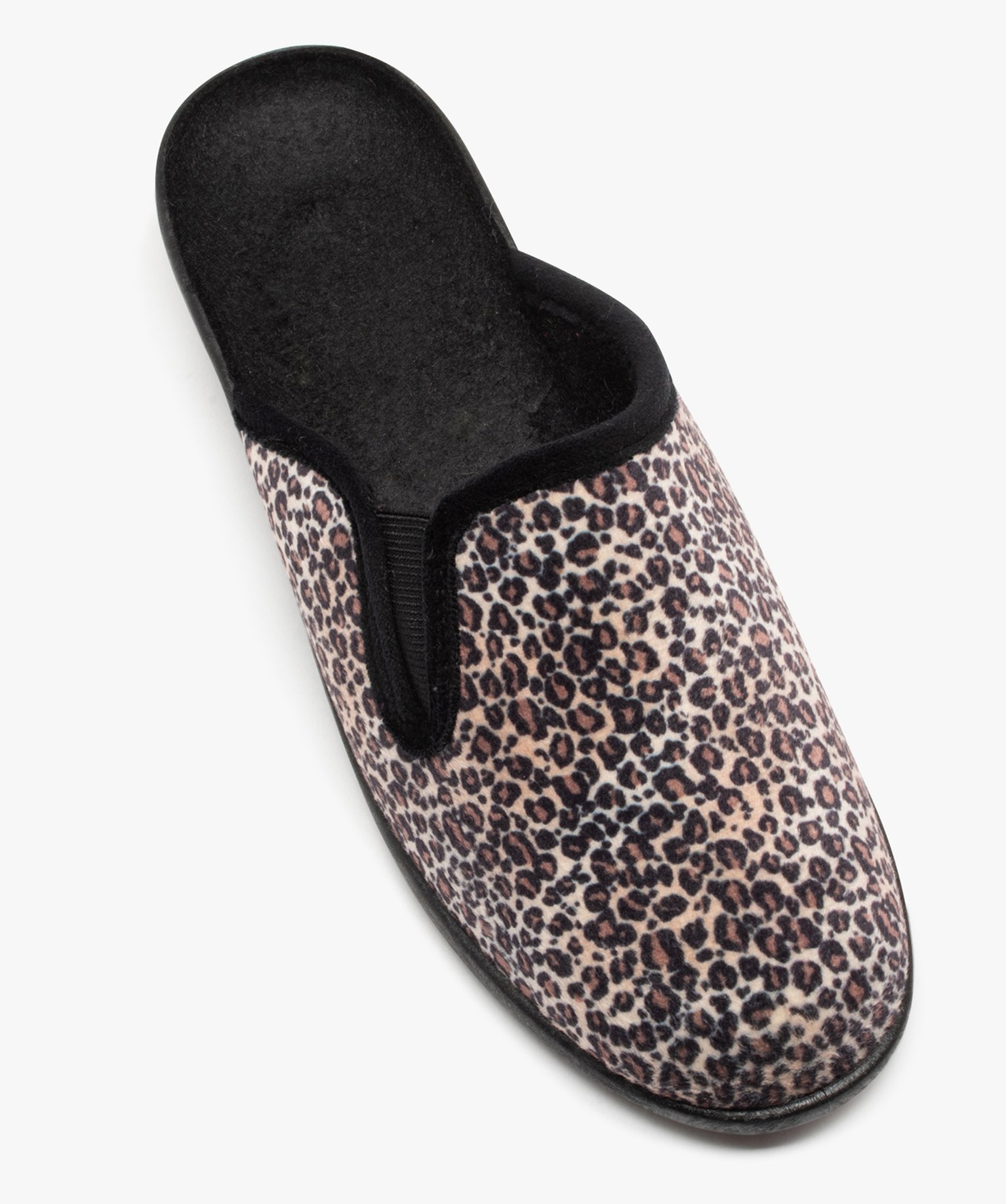 Chaussons femme mules confort compensées à motif léopard imprime | GEMO