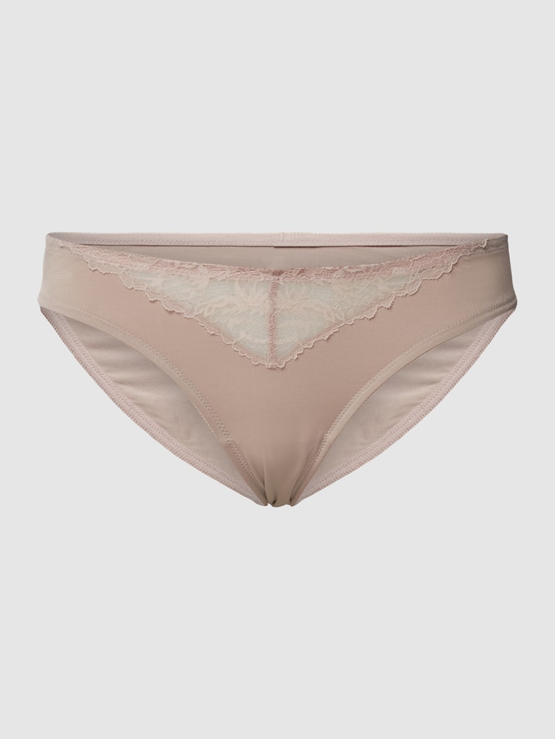 Slip mit Stretch-Anteil und Spitzenbesatz Modell 'Luxurious' in hellbraun