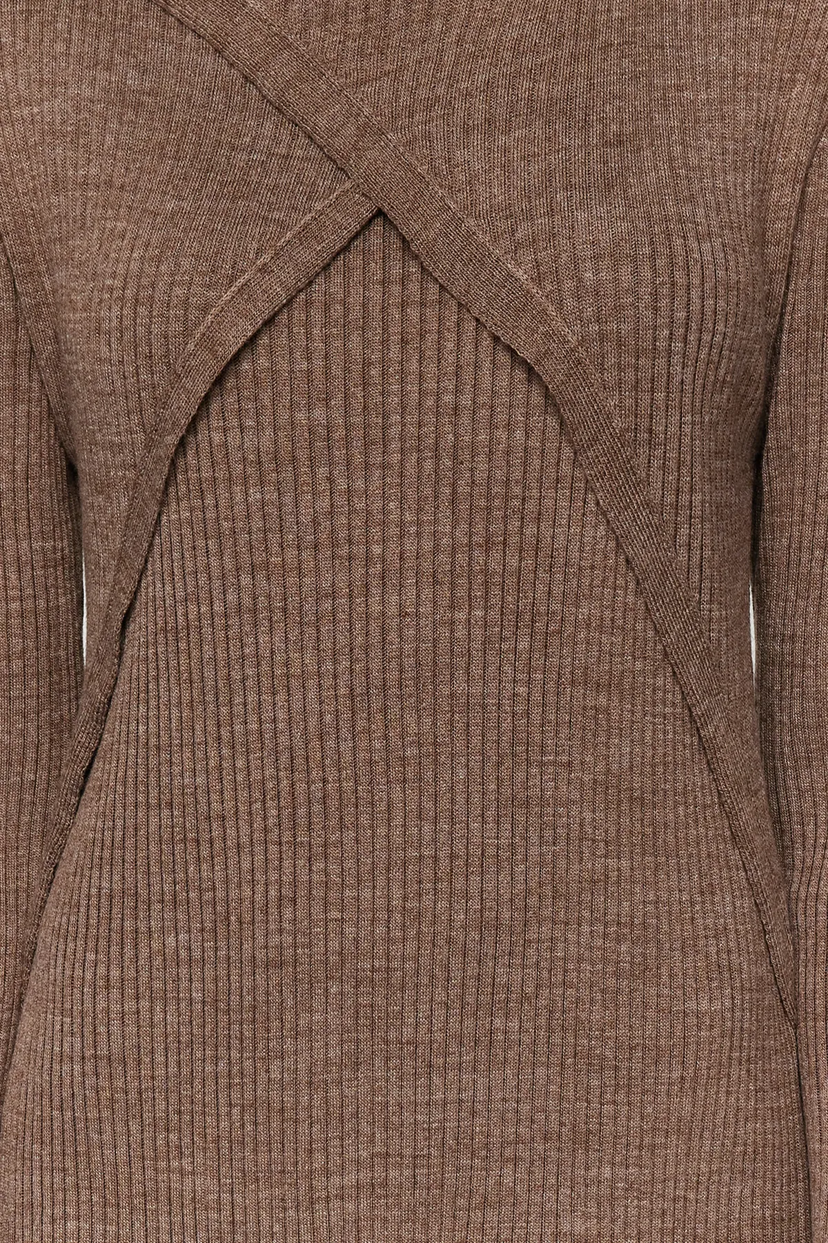 Trendyol Modest  Nerzfarbenes, zweireihiges Bolero-Strickkleid mit Details TCTAW24EB00011