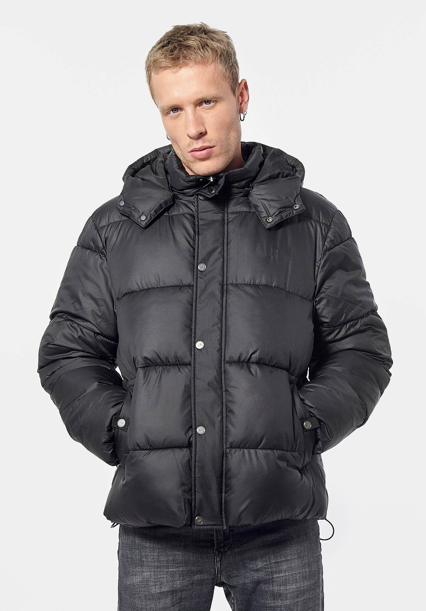 SIMON  Doudoune noire Homme en 100% polyester recyclé