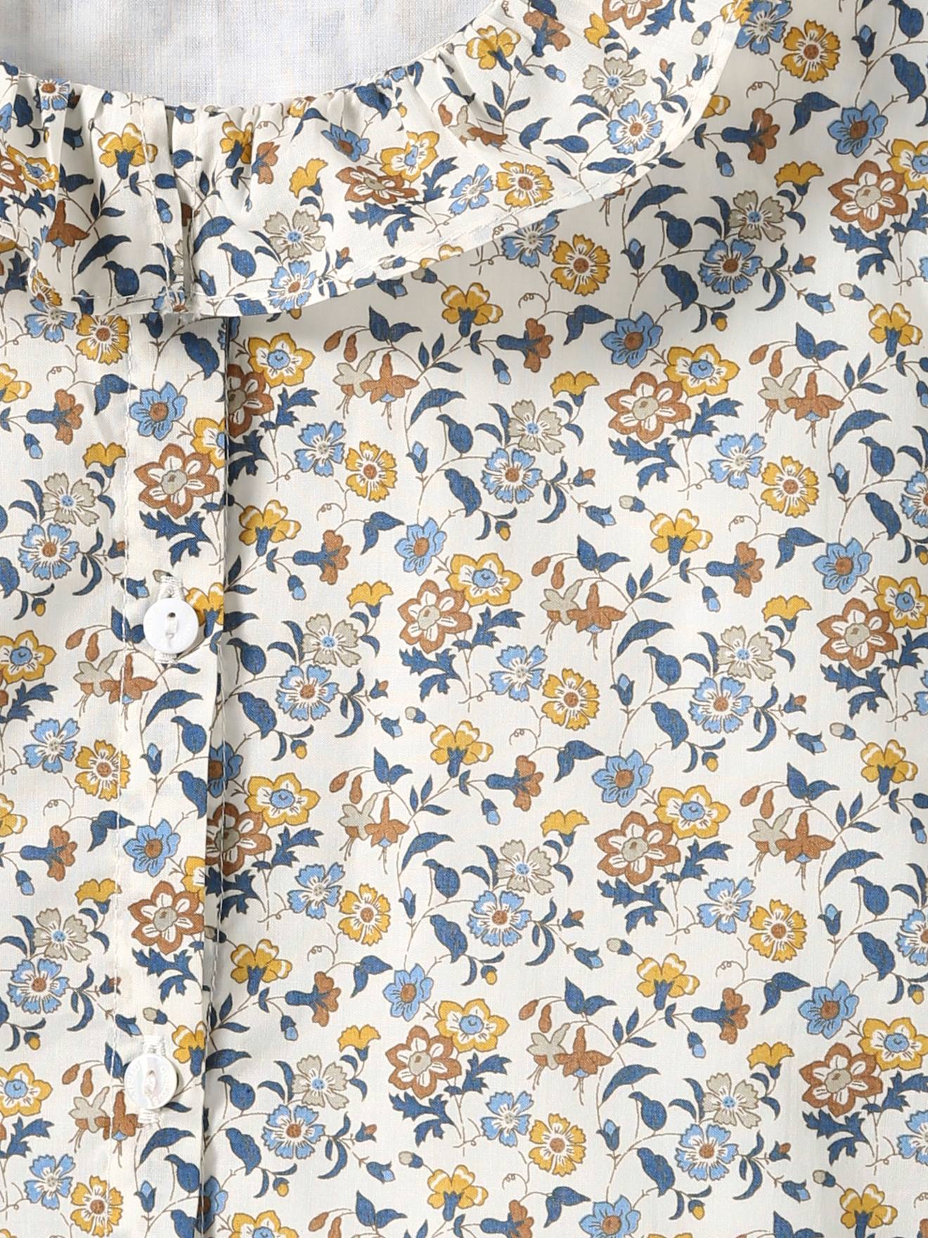 Chemise fille en tissu Liberty® Aisha CYRILLUS bleu imprimé