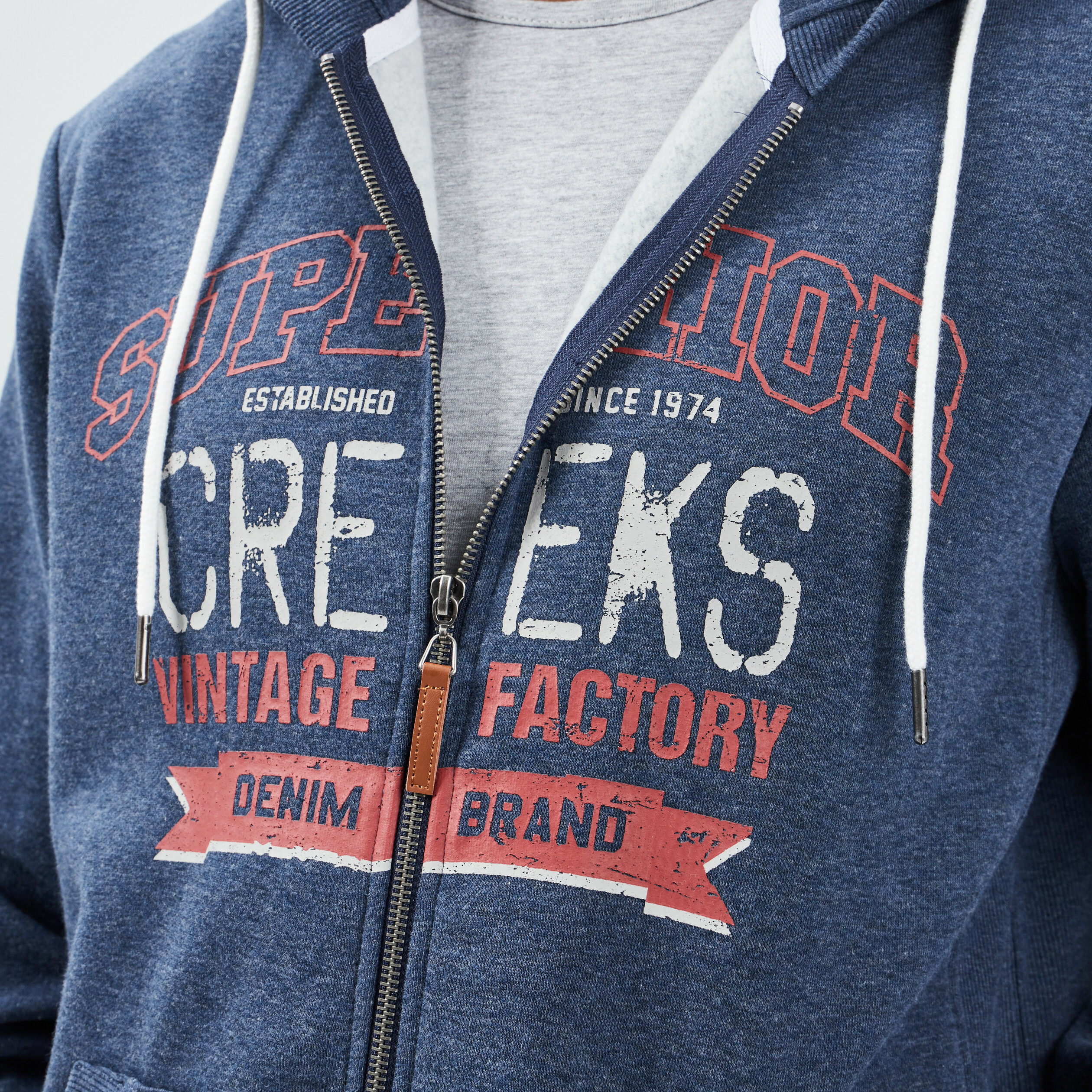 Sweat zippé à capuche Creeks bleu marine homme | La Halle