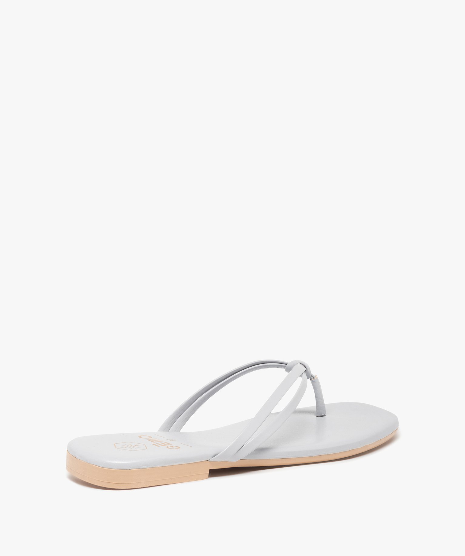 Tongs femme à talon plat unies et fines brides nouées bleu | GEMO