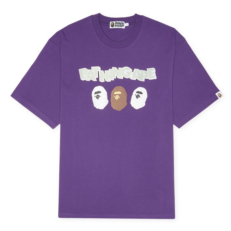 A Bathing Ape Triple Ape Head Tee purple