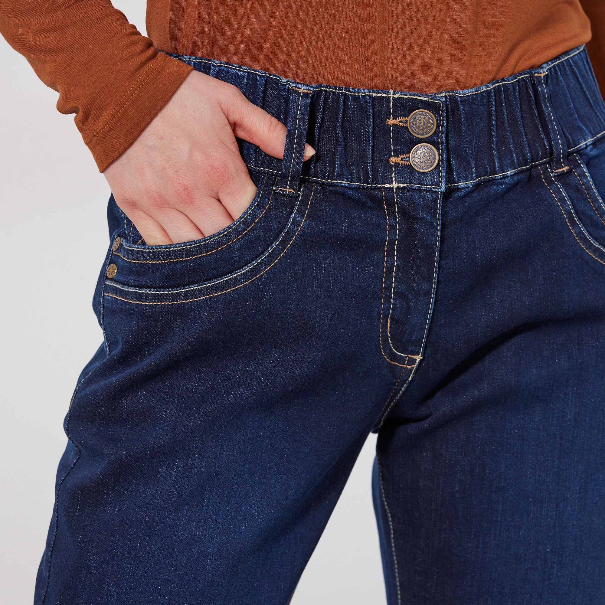 Jean mom taille élastiquée stretch