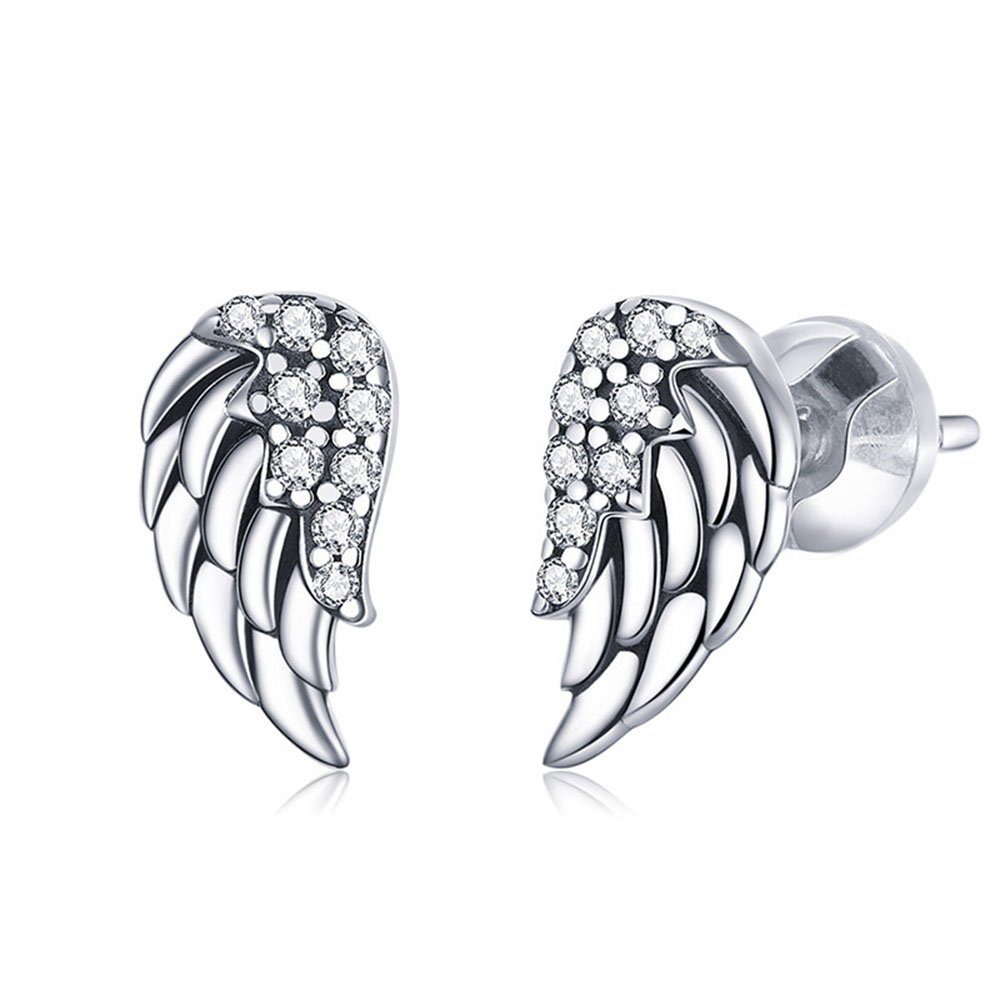 POCHUMIDUU Paar Ohrhänger 925 Sterling Silber Engelsflügel Ohrringe (2-tlg., mit 3A Zirkonia Ohrschmuck), Für Frauen Mädchen Geschenk