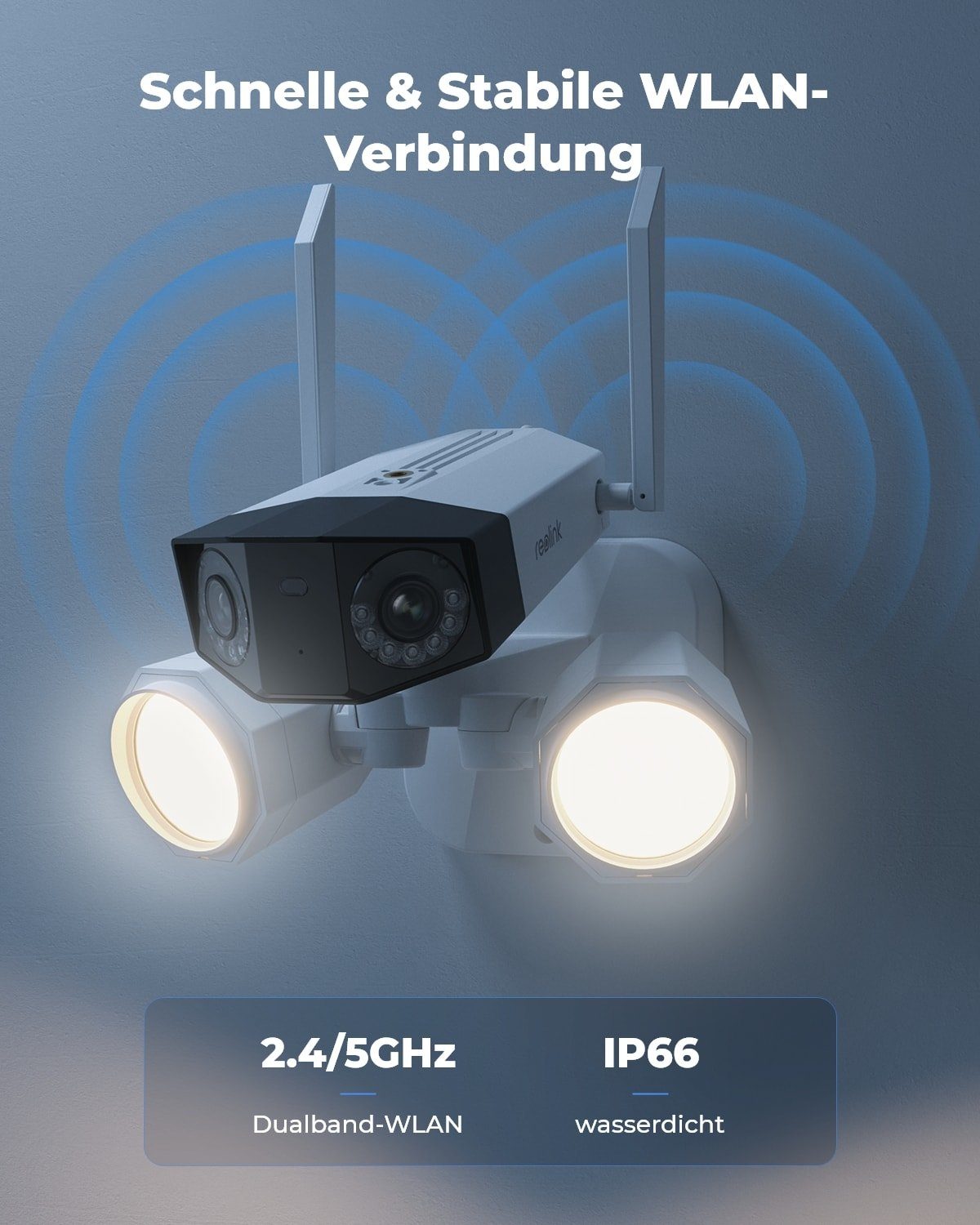 Reolink 8MP UHD Duo-Serie Floodlight WLAN Überwachungskamera (Außenbereich, Dual-Objektiv, 180° Panorama-Weitwinkel, 5 GHz/2,4 GHz)