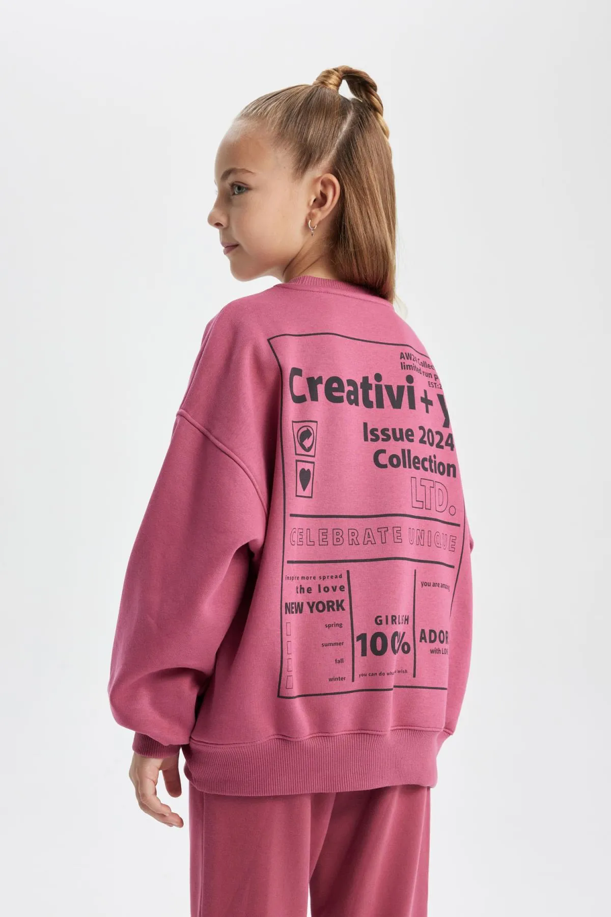 DeFacto  Dickes Mädchen-Sweatshirt in Oversize-Passform mit Rundhalsausschnitt und weicher, flauschiger Innenseite