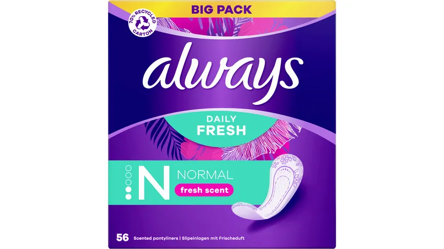 Always DAILY Slipeinlagen Fresh Normal mit Frischeduft BigPack 56 Stück