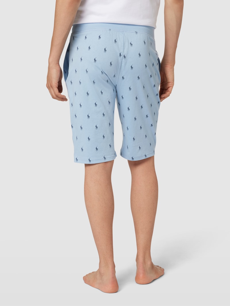 Sweatshorts mit Label-Print in hellblau