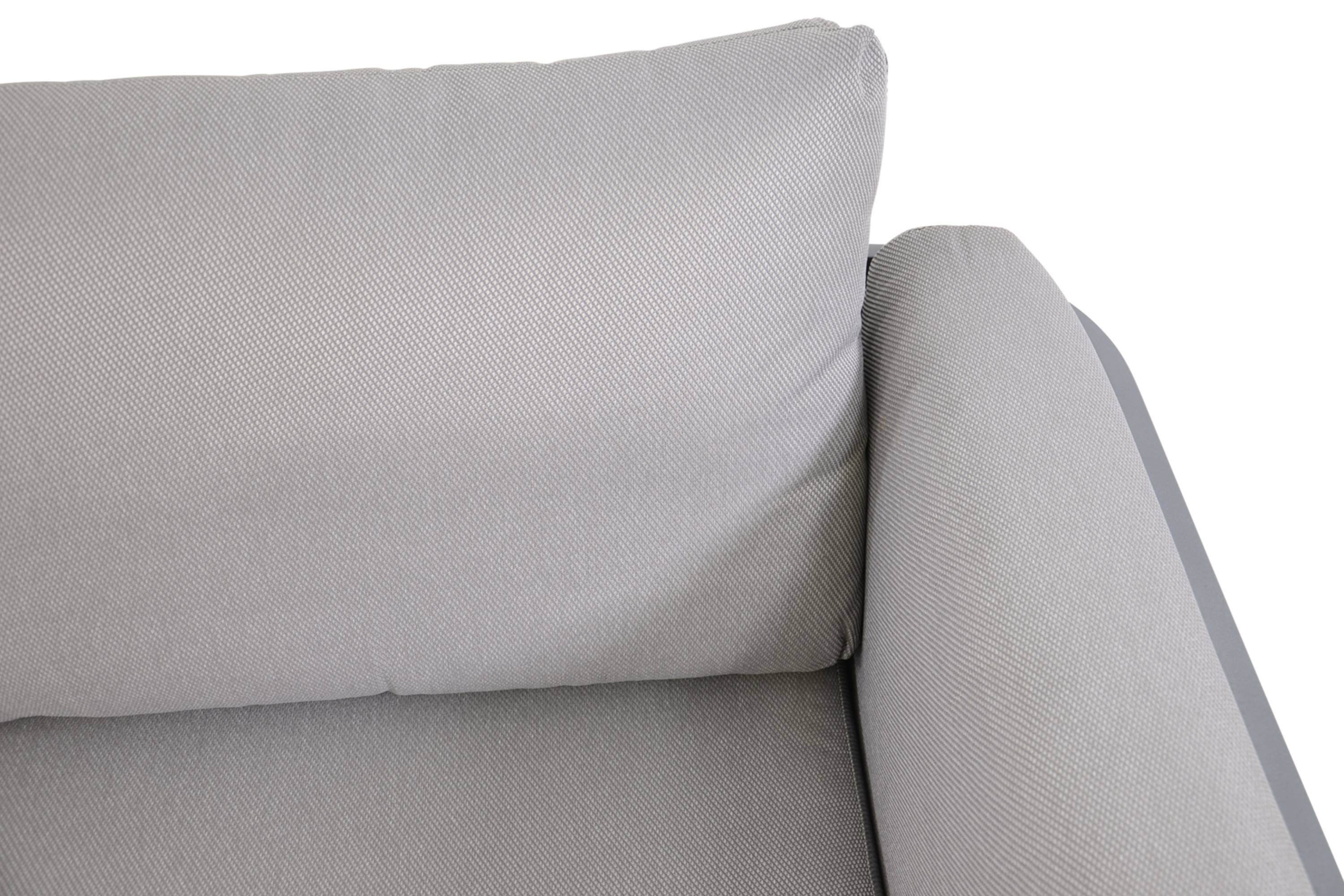 GMD Living Eckbankgruppe SPHERE, (Eckbank Loungeset, 5-tlg., bestehend aus 2 Sofas, 1 Eckteil & 2 Tischen inkl. Sitzpolster), rostfreies Aluminiumgestell in mattgrau