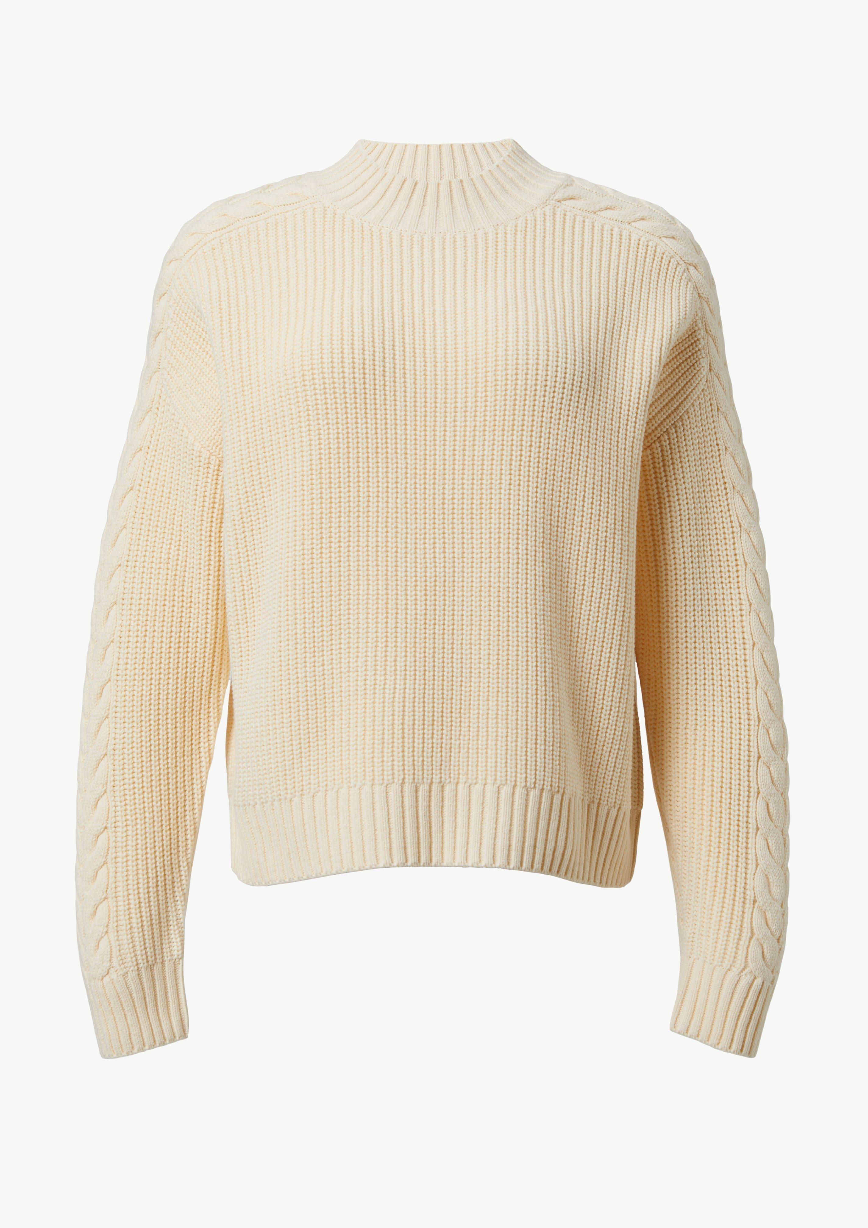 Strickpullover mit Zopfmuster - creme