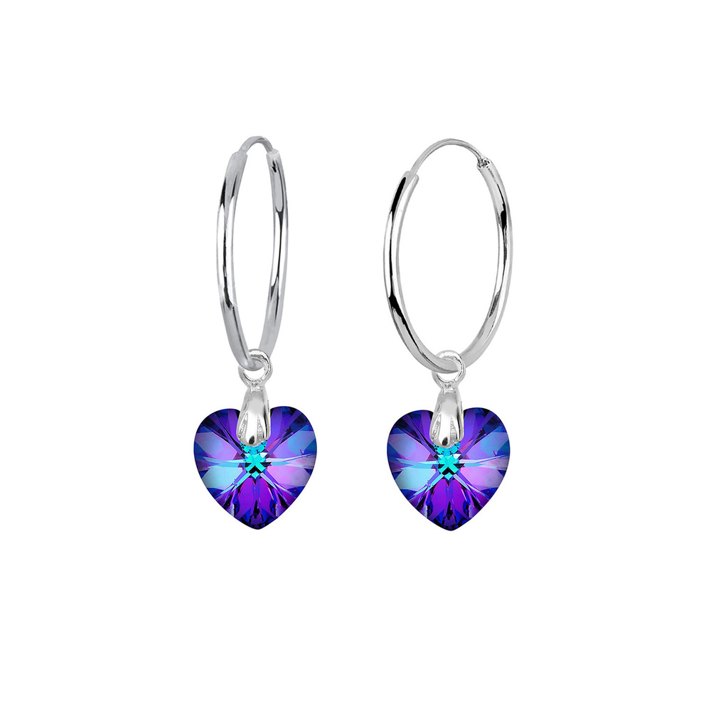 Elli Elli Boucles d'Oreilles Herz Creolen Kristalle 925 Silber Boucles d'oreilles