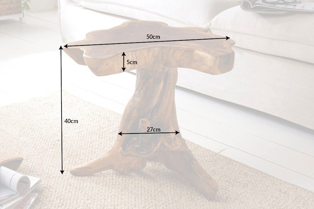 riess-ambiente Beistelltisch ROOT 40cm natur, Massivholz · Handarbeit · Nachttisch · Hocker · Teakholz
