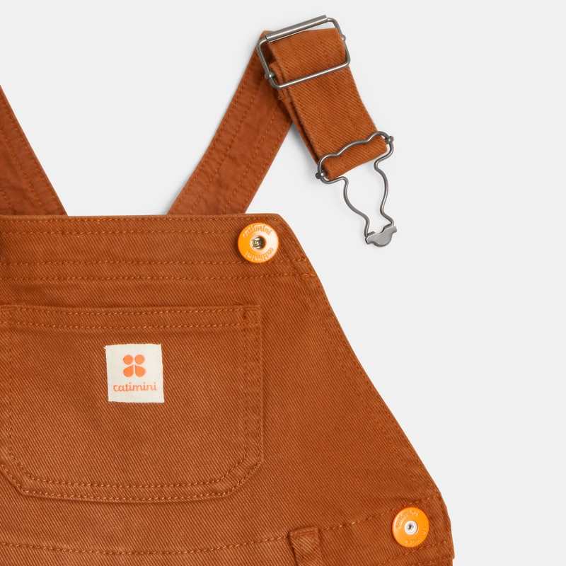 Salopette longue bébé garçon twill marron sepia Catimini