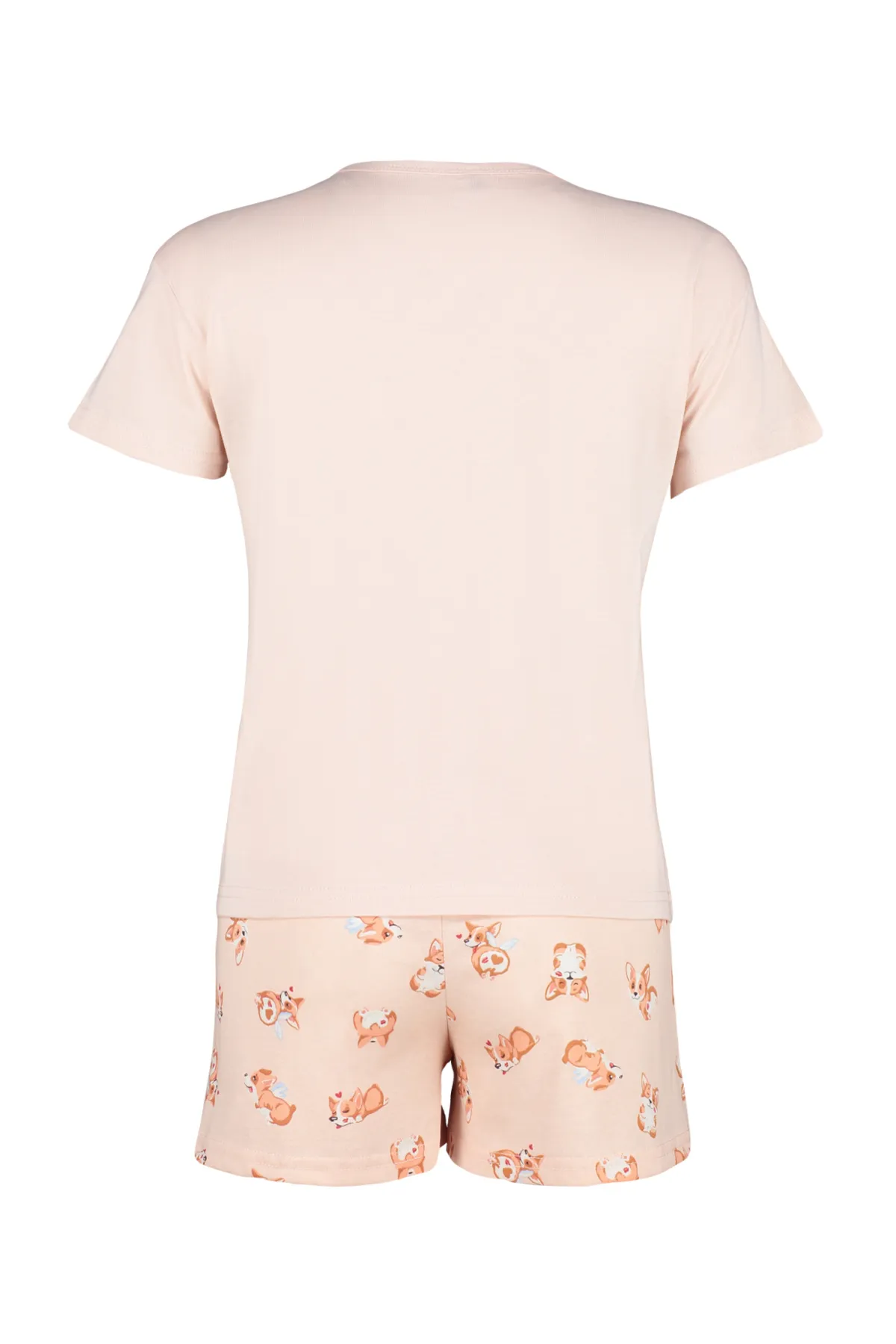 Trendyol Collection  Lachs-mehrfarbiges Pyjama-Set aus 100 % Baumwolle mit Tiermuster THMSS24PT00198