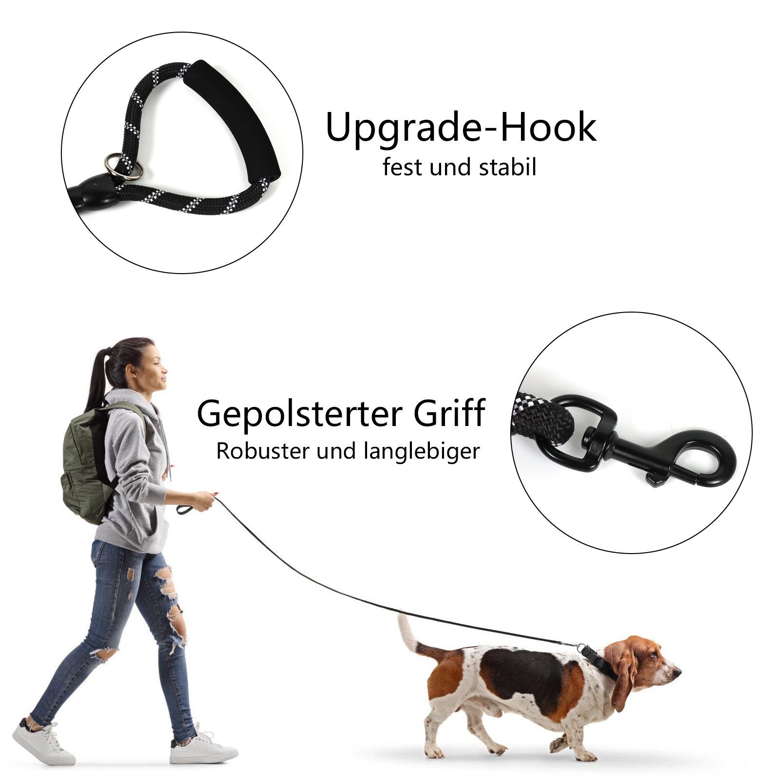 CALIYO Führleine Schleppleine für Hunde,5M 10M Starke Hundeleine mit Gepolsterter Griff, Nylon, Trainingsleine Laufleine für Welpen Kleine Mittlere Große Hunde