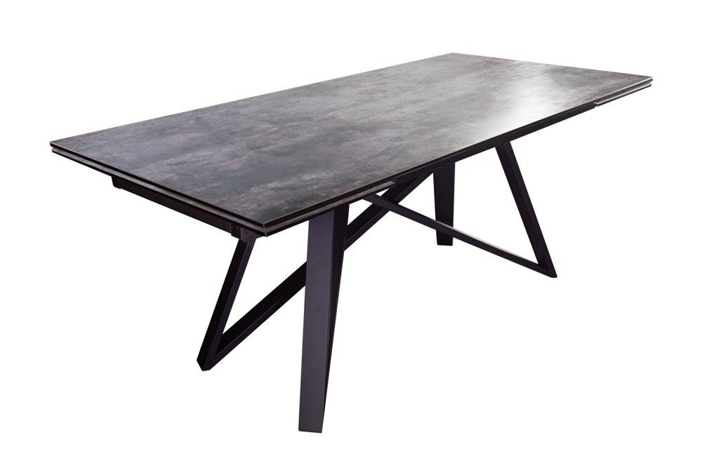 riess-ambiente Esstisch ATLAS 180-220-260cm grau / schwarz (Einzelartikel, 1-St), Keramik · Glas · Metall · ausziehbar · Lava-Optik · Industrial