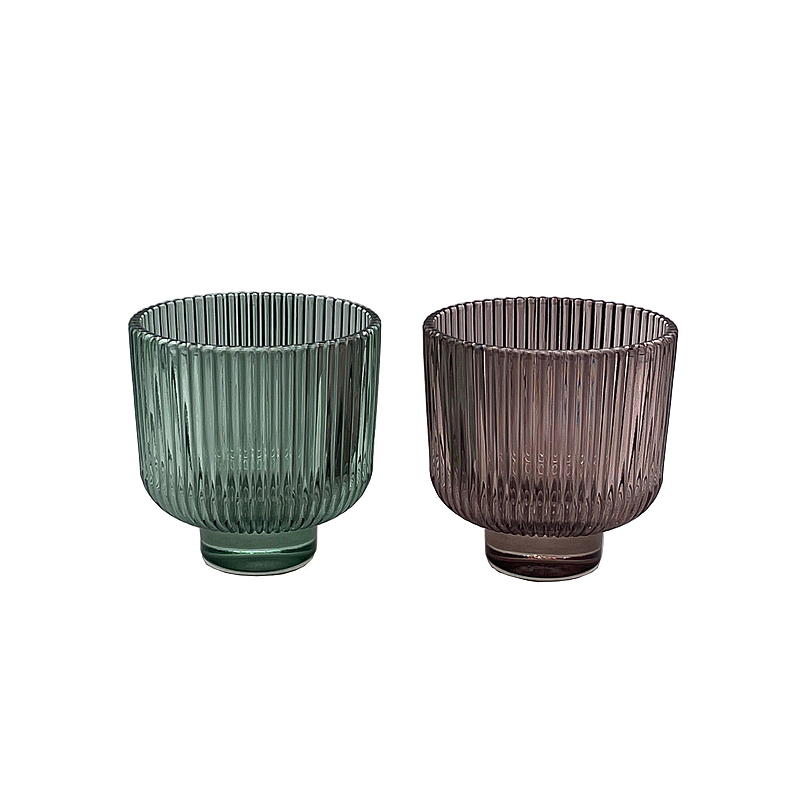 Home Telysholder 9x9 cm glass pokal rille
