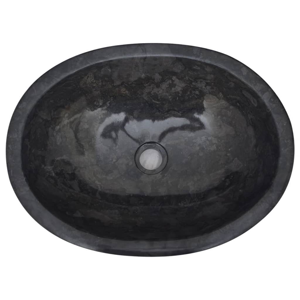 vidaXL Waschbecken Waschbecken Schwarz 53x40x15 cm Marmor