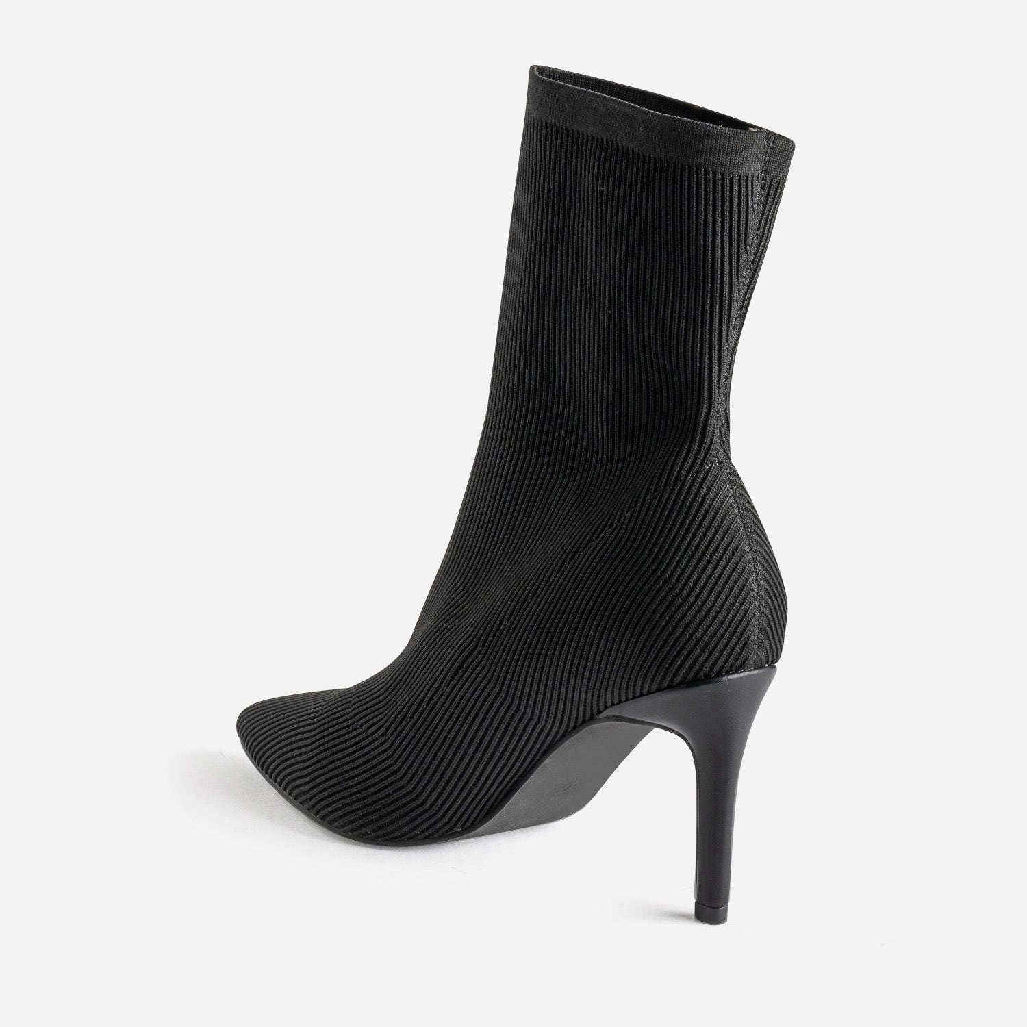 Boots-chaussette TEXTO noir côtelé
