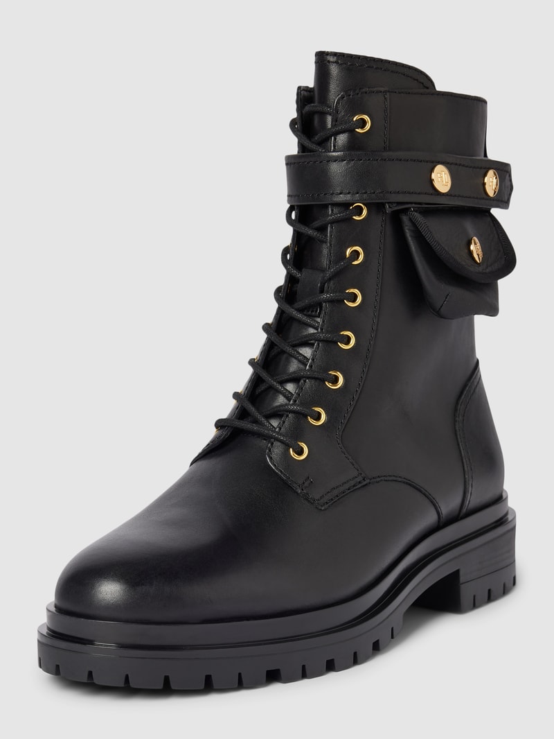 Boots aus Leder mit Label-Detail Modell 'CAMMIE' in schwarz