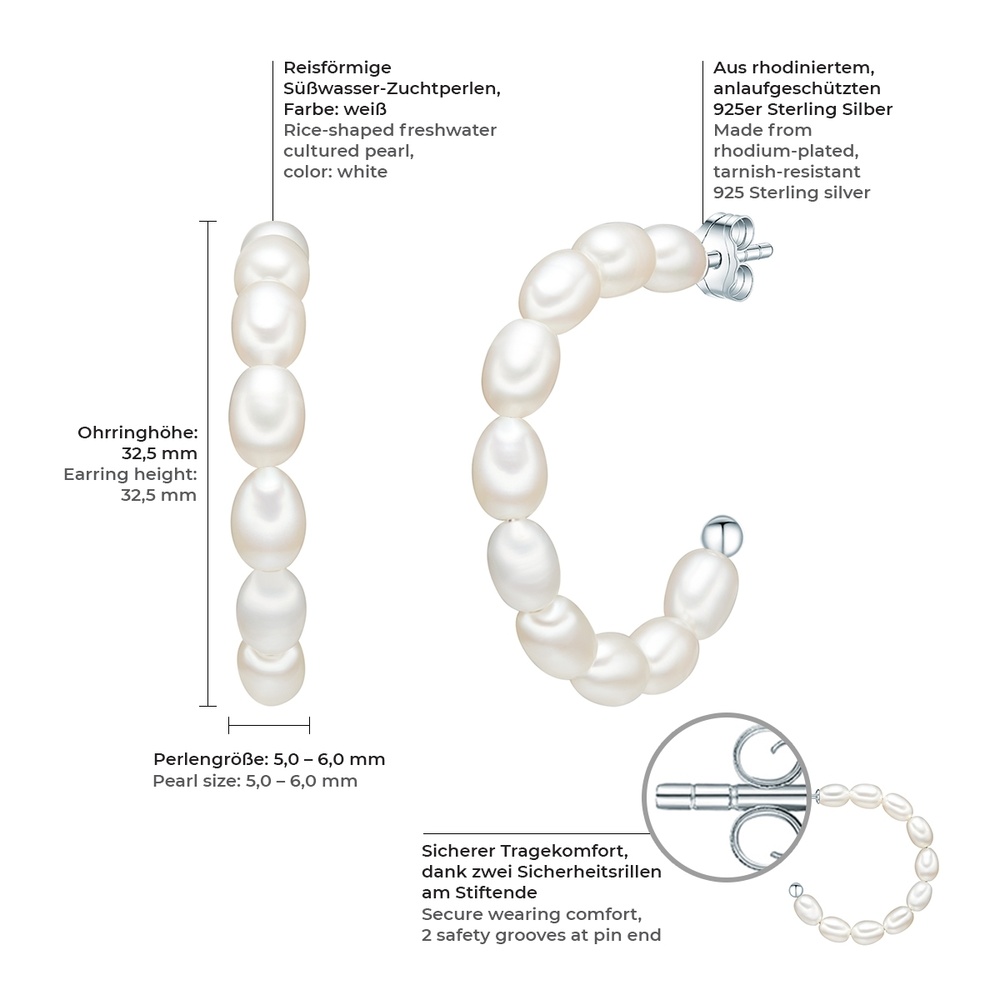 Valero Pearls Puce d'oreille en perle Perle de culture d'eau douce Perle de culture d'eau douce Boucles d'oreilles
