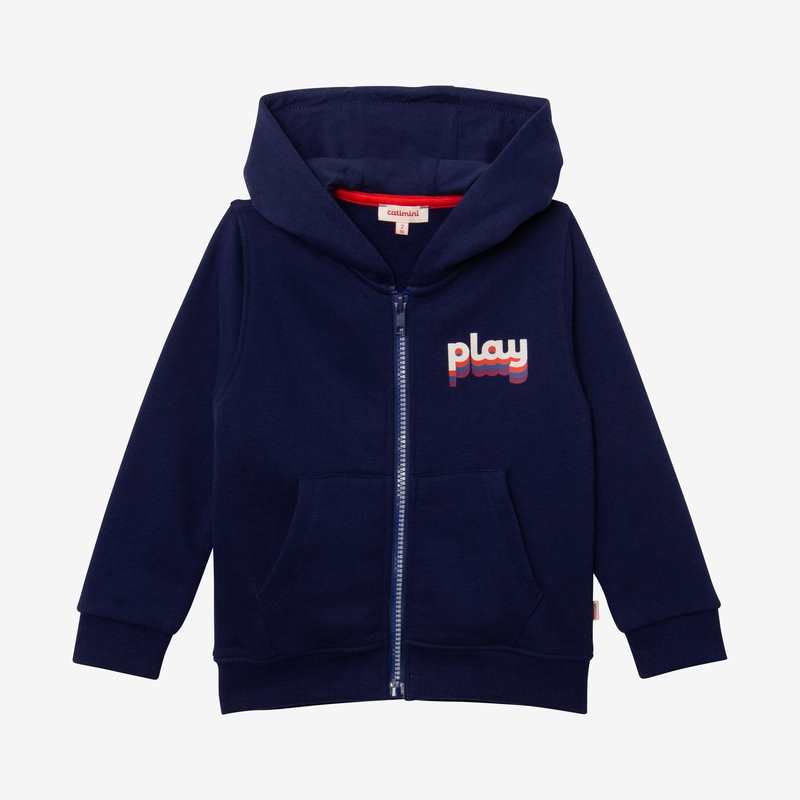 Cardigan bébé garçon message bleu en coton recyclé Catimini
