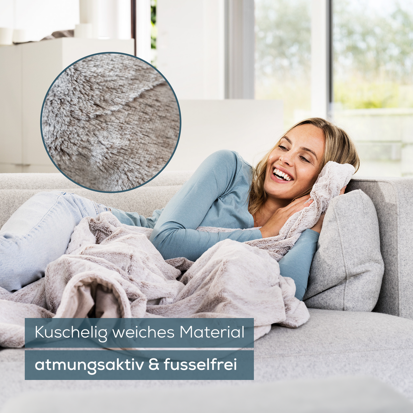 Beurer Wärmezudecke HD 75 Nordic Taupe-Atmungsaktive Heizdecke mit luxuriösem & fusselfreiem Obermaterial