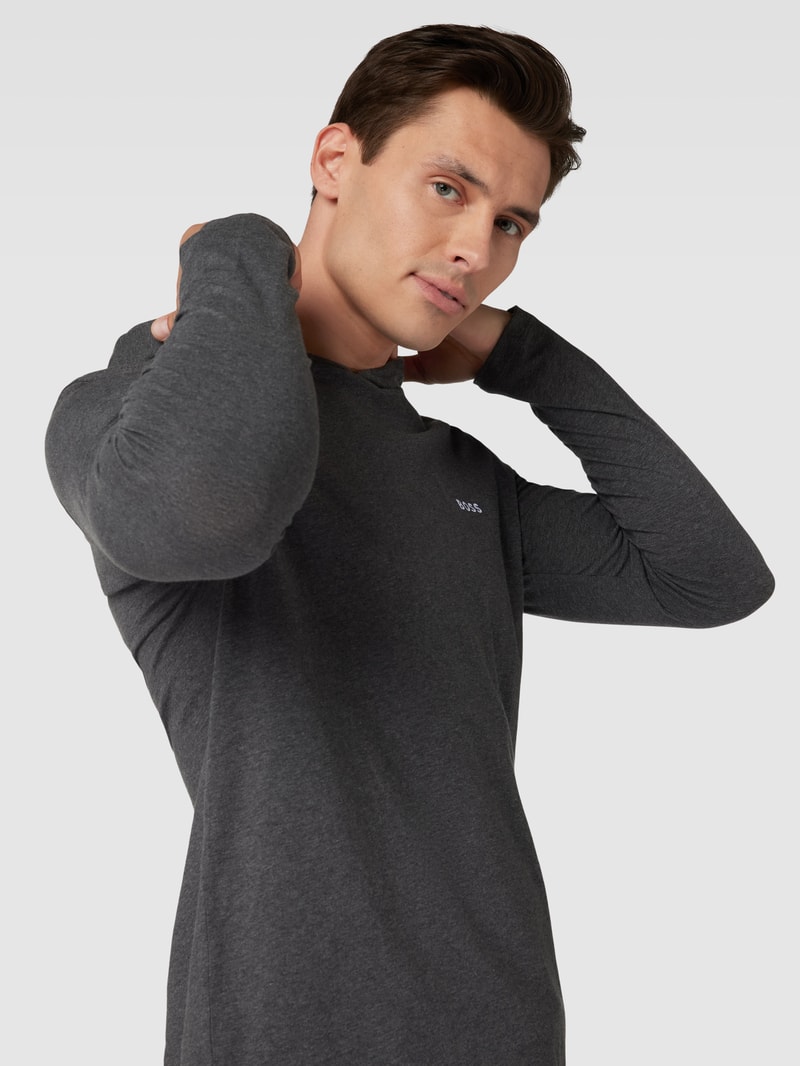 Longsleeve mit Kapuze Modell 'MIX&MATCH' in anthrazit meliert