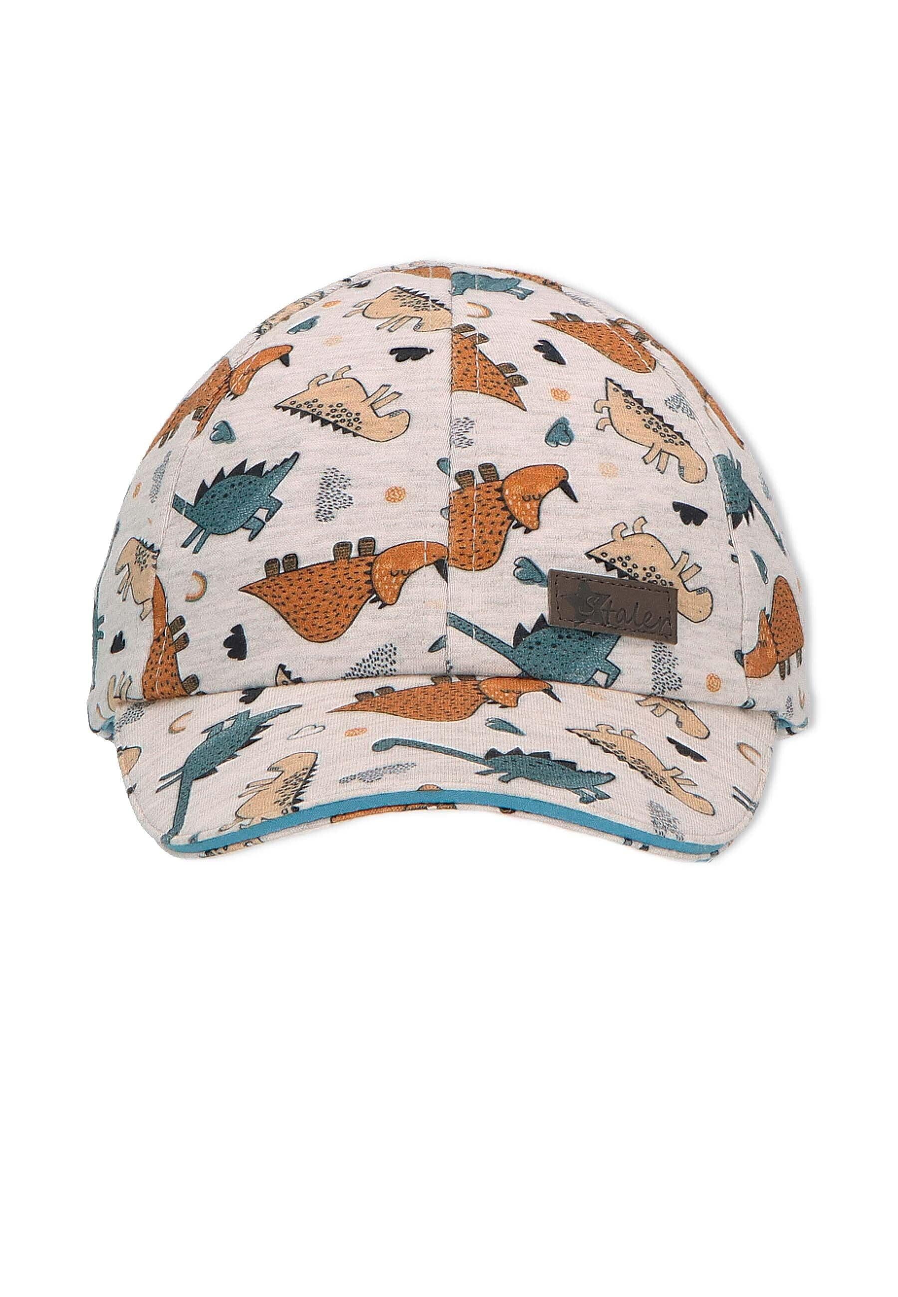 Baseball-Cap in Silber mit Dinos bedruckt, UV 50+