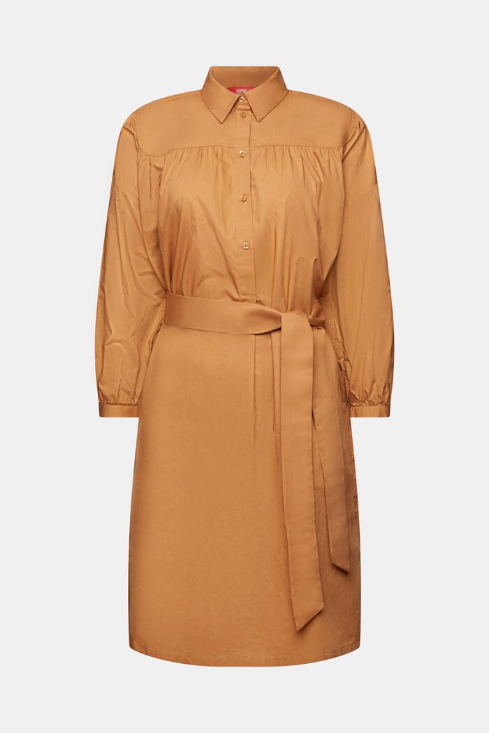 Hemdblusenkleid mit Bindegürtel, 100 % Baumwolle