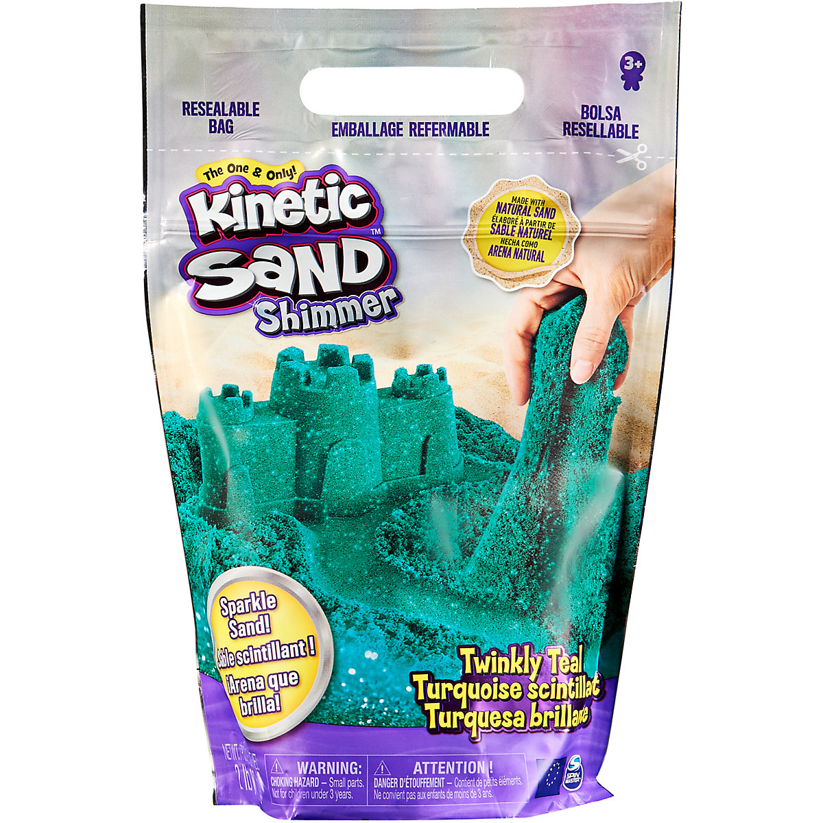 Kinetic Sand 907 g Beutel mit magischem Indoor-Spielsand Schimmersand Petrol