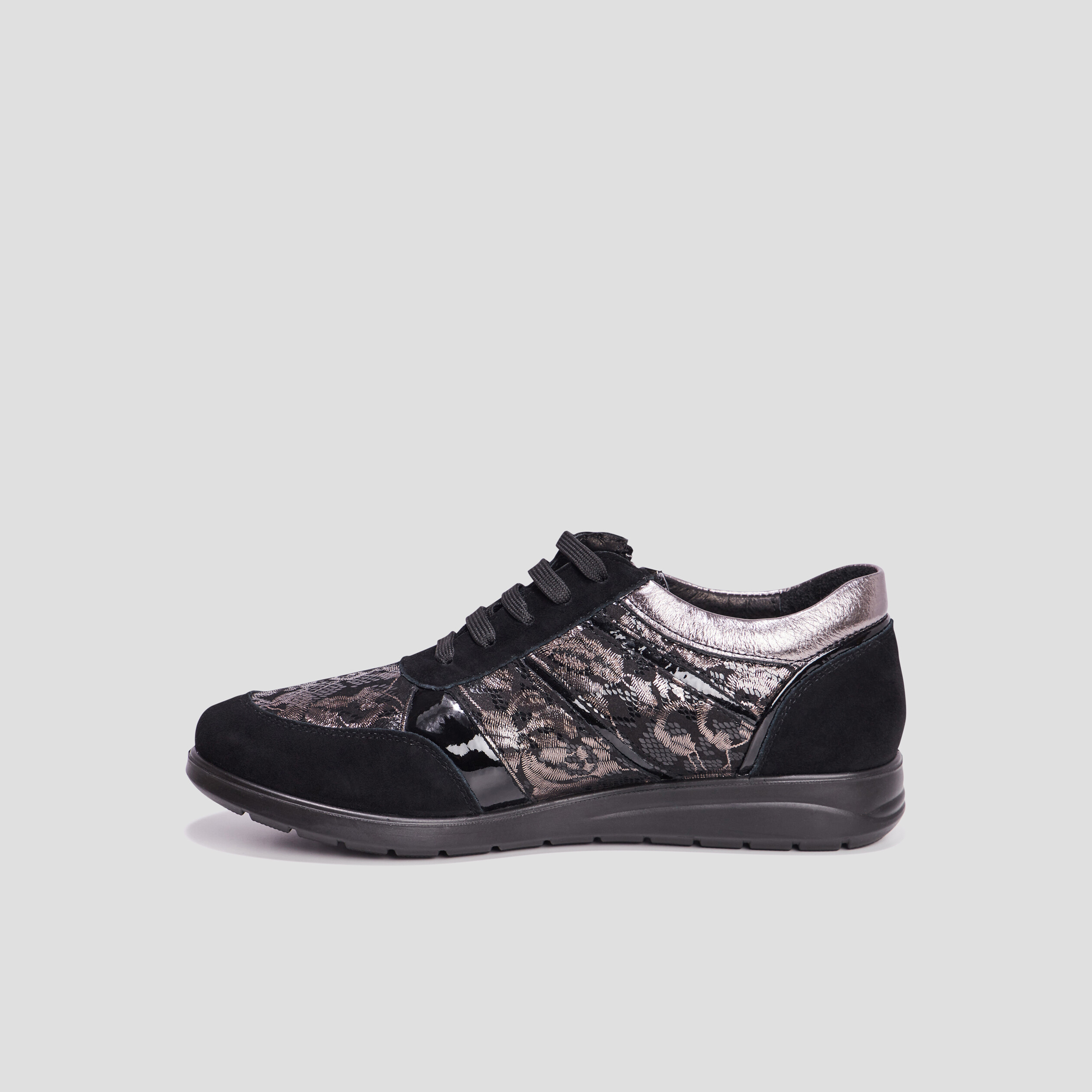 Baskets confort en cuir Confortissimo noir femme | La Halle