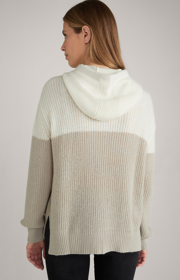 Strick-Hoodie in Offwhite/Beige