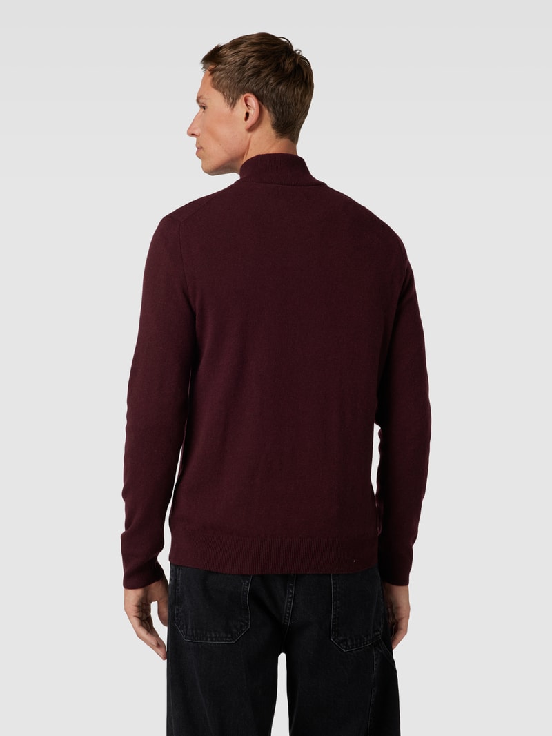 Strickpullover aus Wolle mit Logo-Stitching in bordeaux rot