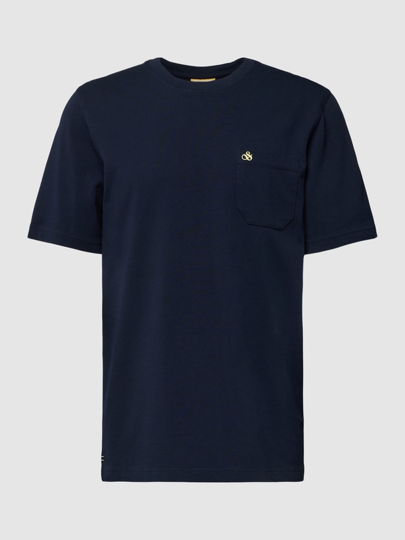 T-Shirt mit Brusttasche in marineblau