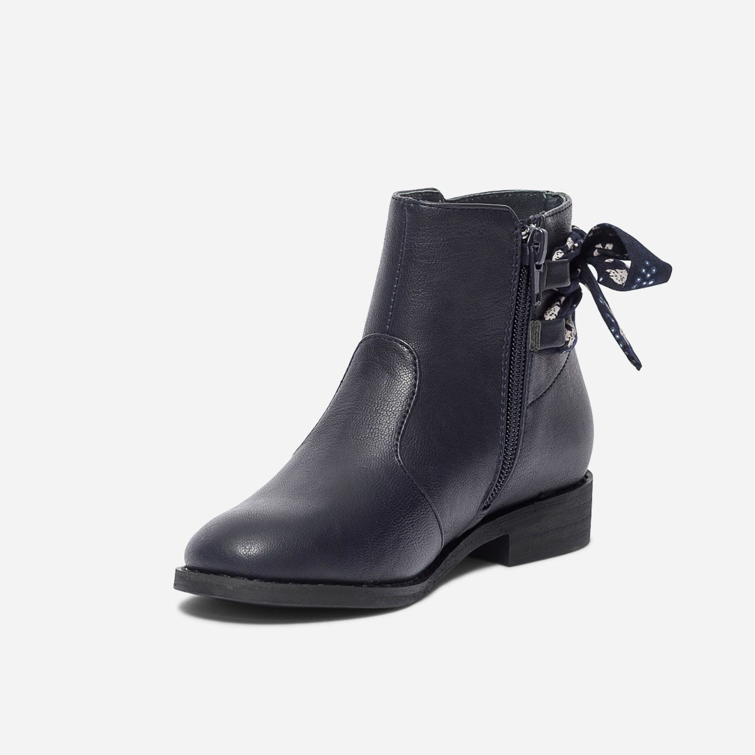 Boots marine avec ruban imprimé
