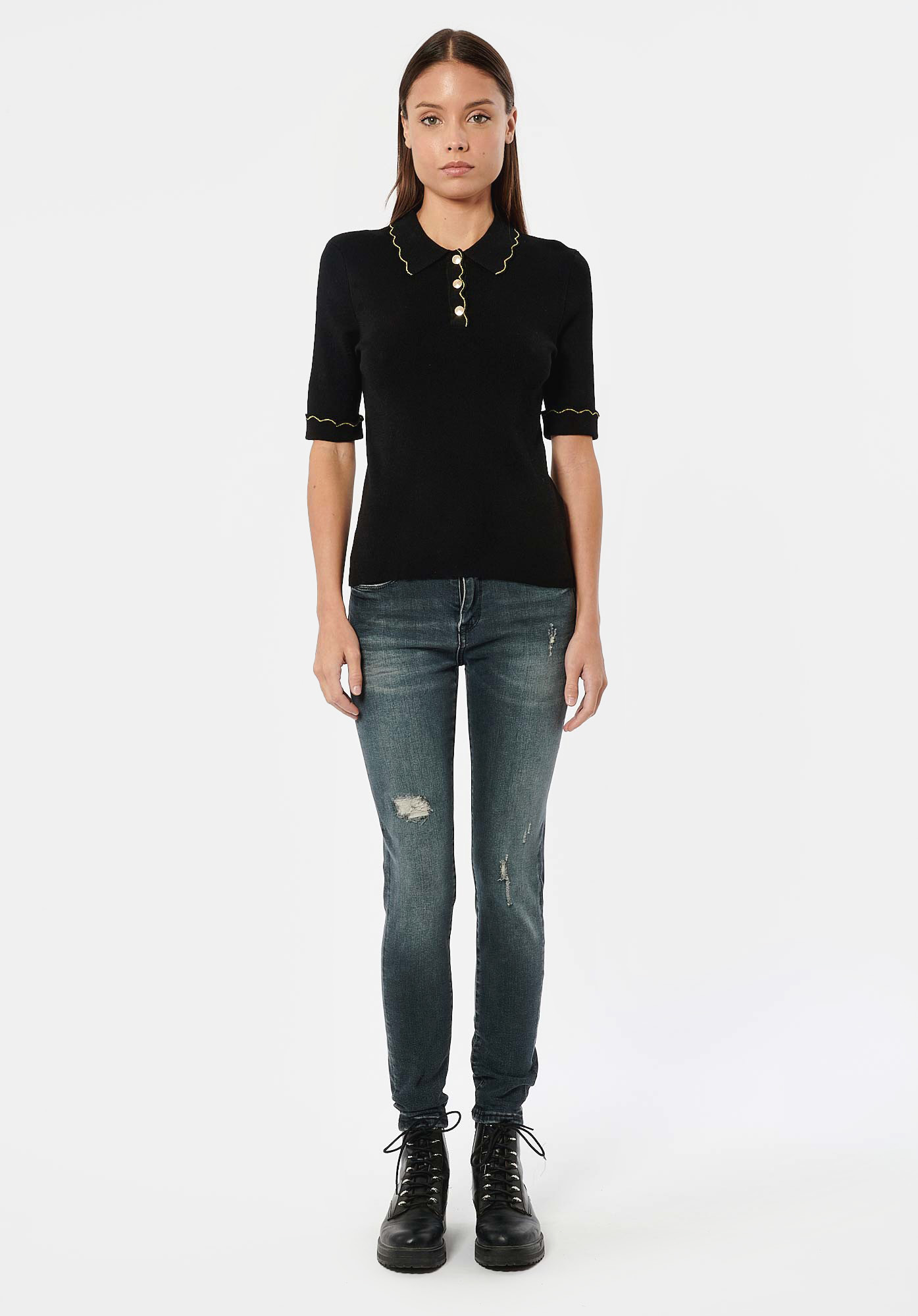 LUBER  Polo noir femme