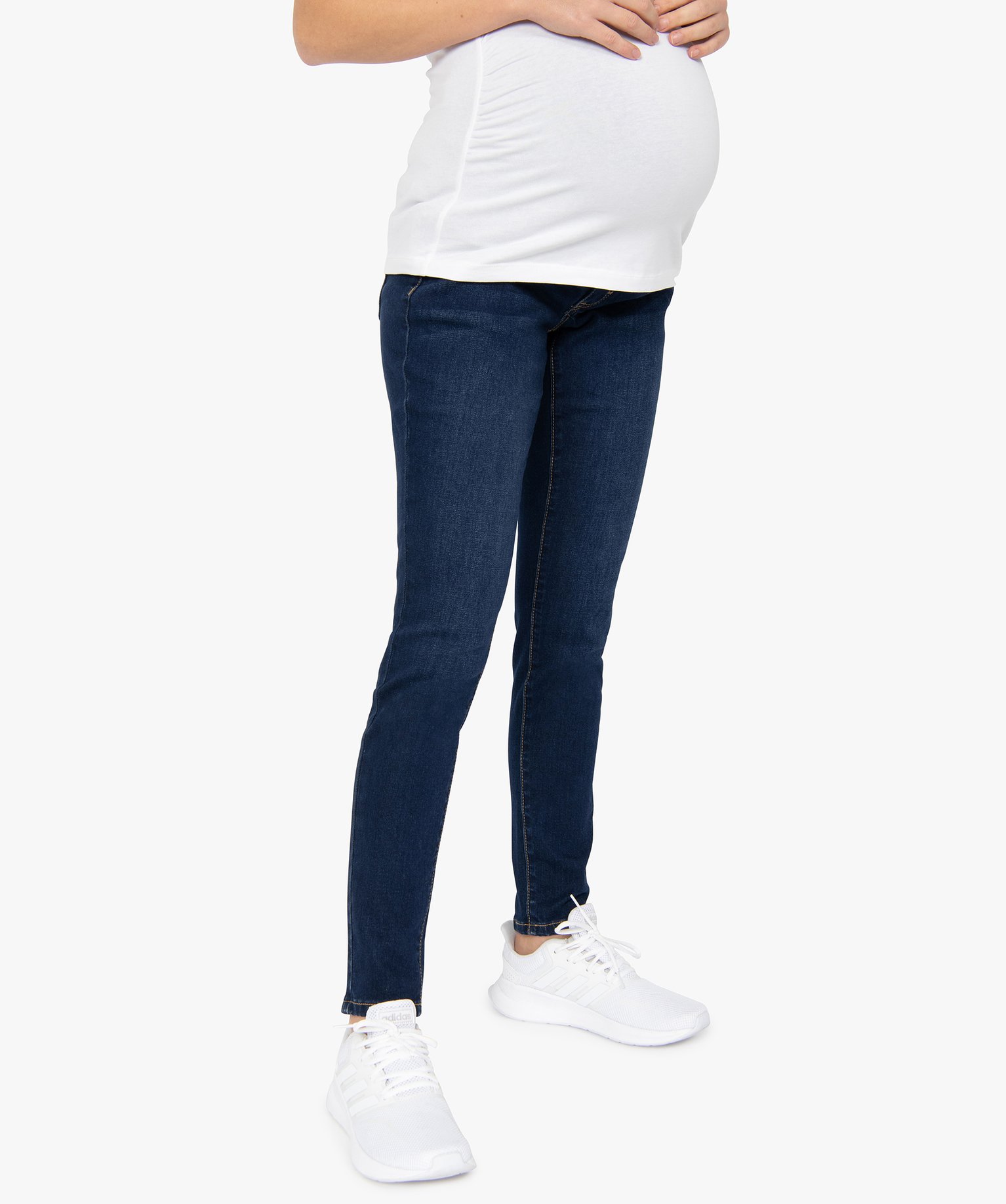 Jean de grossesse slim 4 poches avec bandeau jersey brut | GEMO