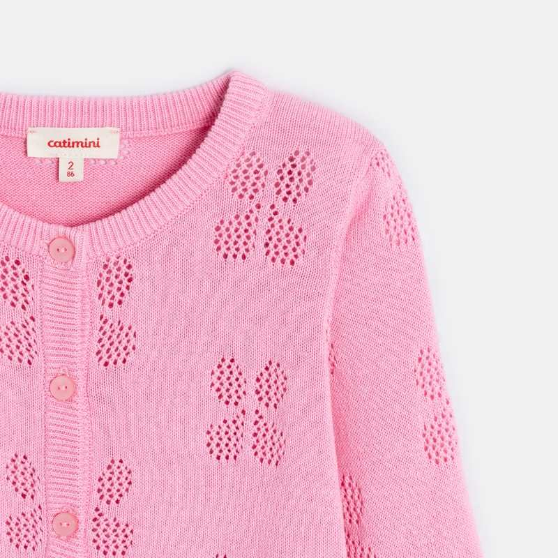 Cardigan bébé fille rose en tricot Catimini