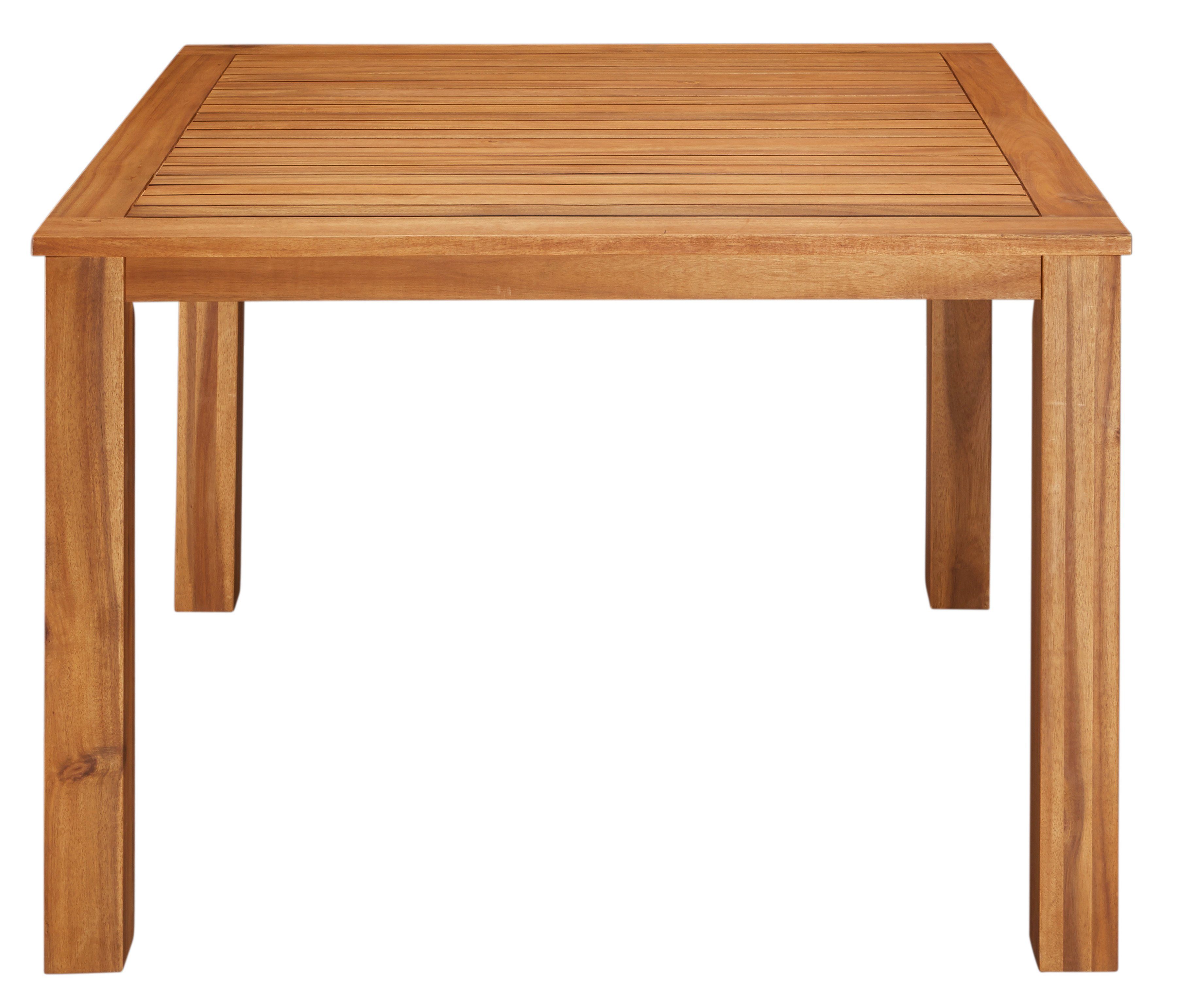 MERXX Garten-Essgruppe Toskana, (9-tlg), 4 Sessel, Tisch 110x110x75 cm, Polyrattan/Akazie