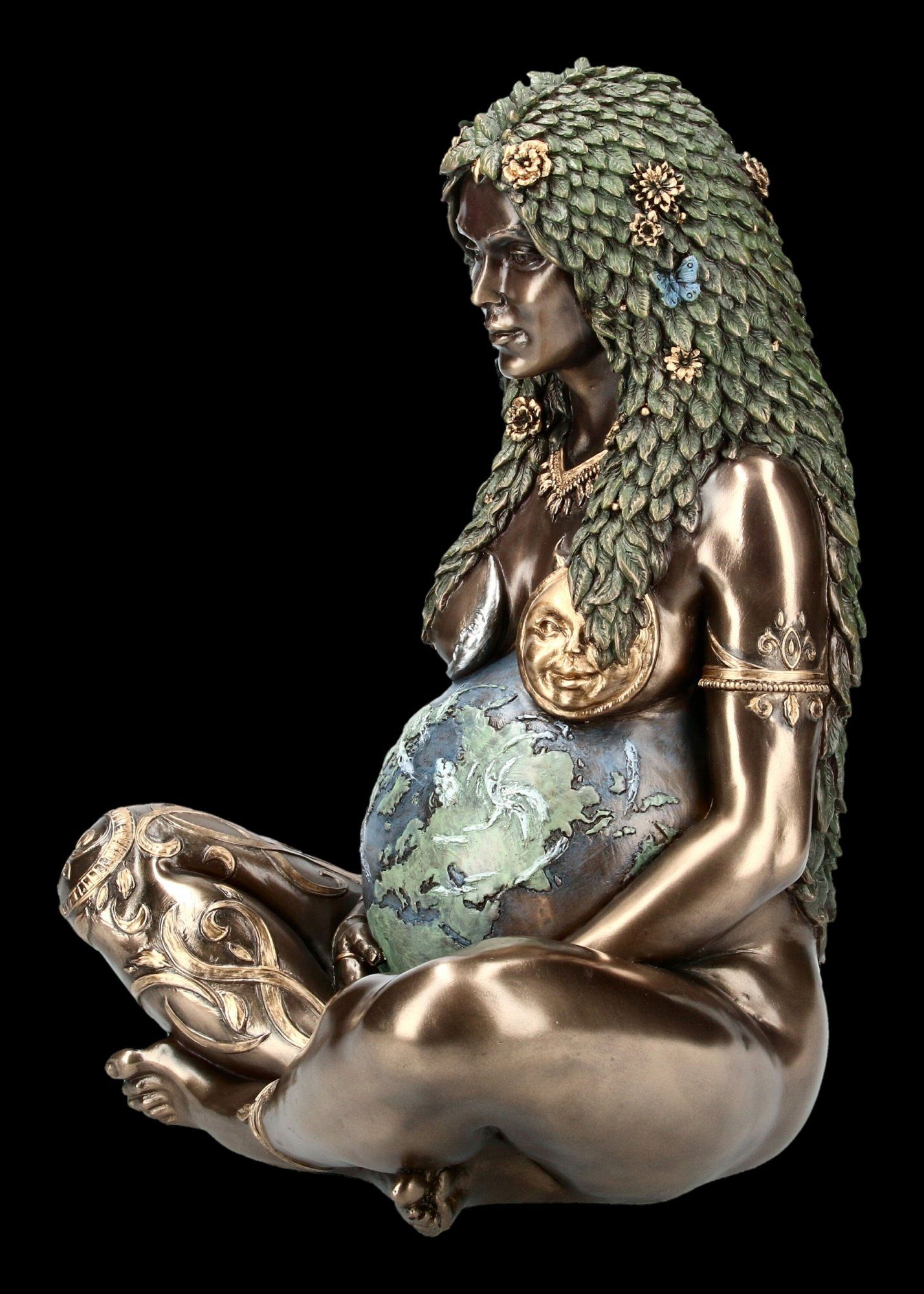 Figuren Shop GmbH Fantasy-Figur Himmlische Gaia Figur - Mutter Erde - groß bronziert - Fantasy Deko