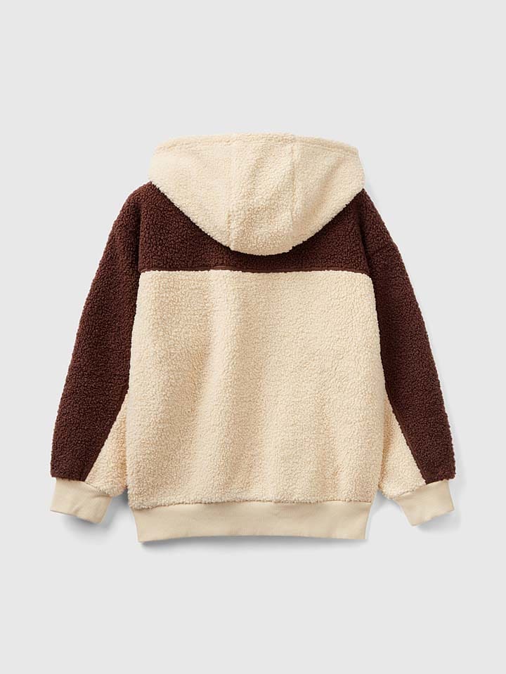 Benetton Fleecejacke in Braun/ Creme günstig kaufen