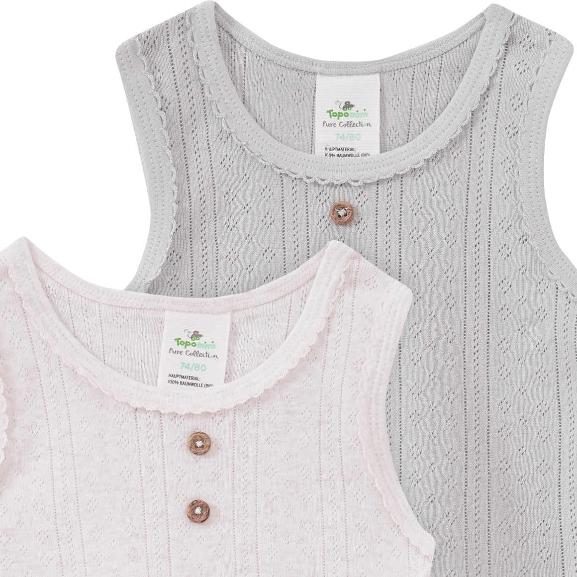2 Baby Unterhemden aus Bio-Baumwolle