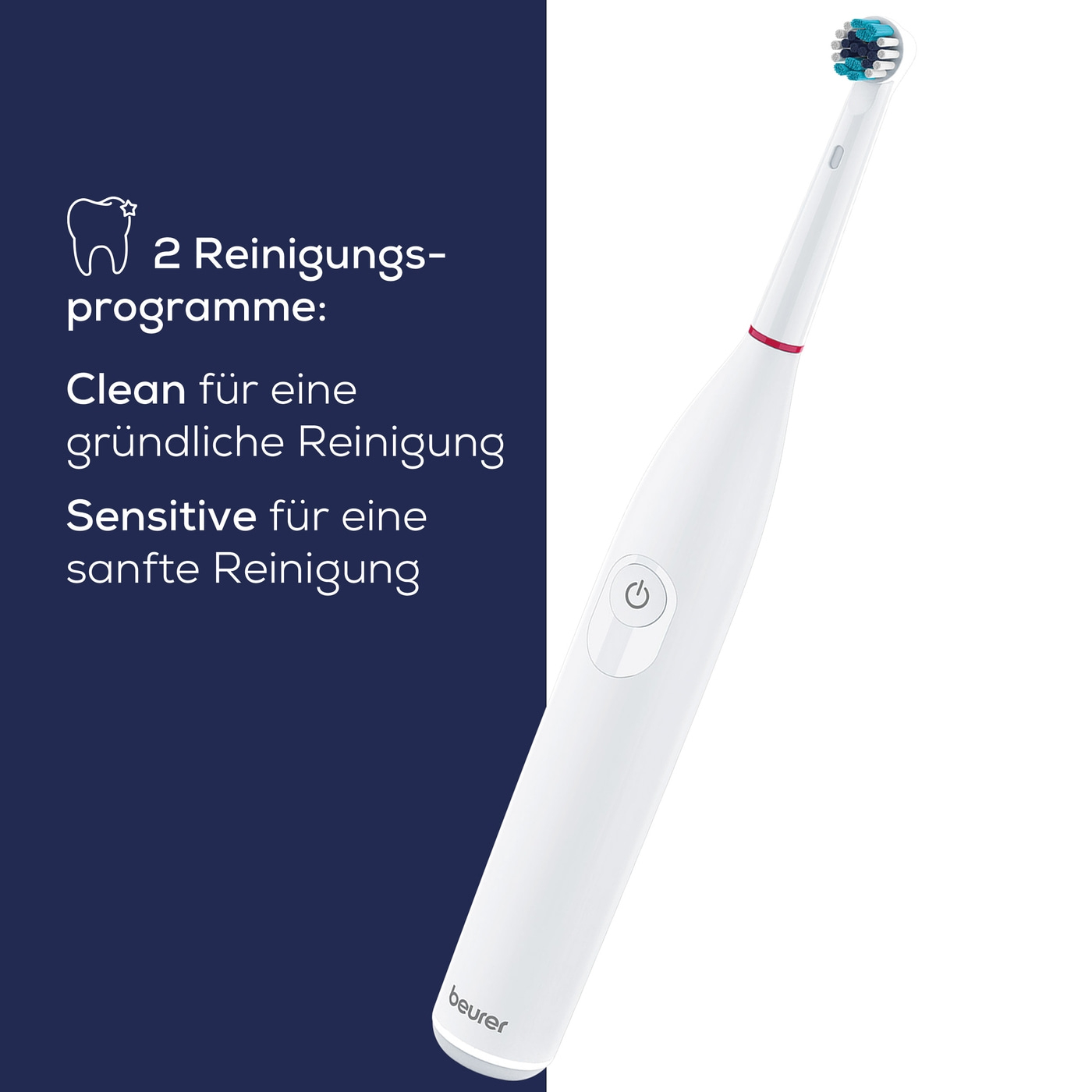 Beurer Elektrische Zahnbürste TB 30-2 individuelle Reinigungsprogramme und integrierter 2-Minuten-Timer für perfekte Reinigung