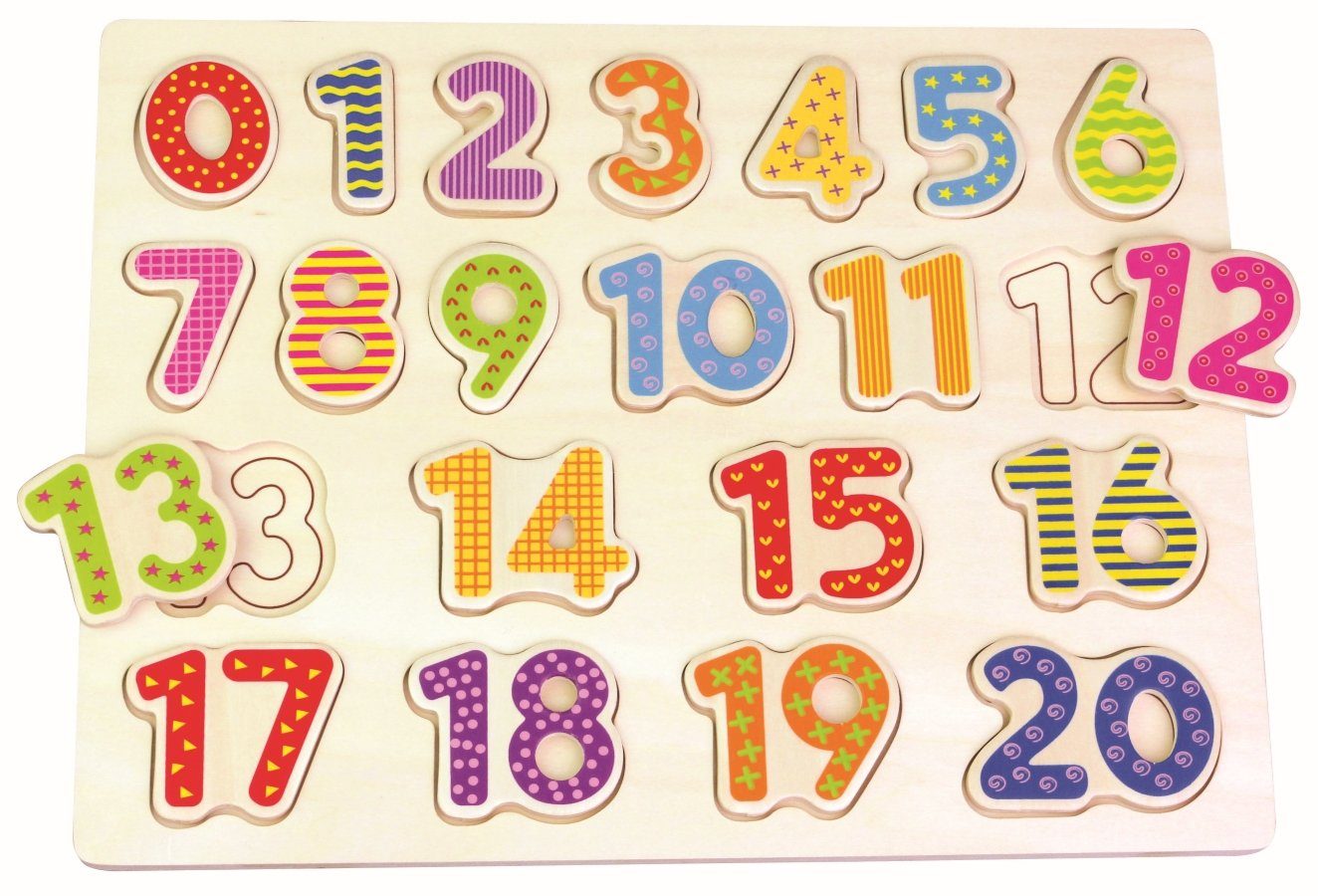 Lelin Lernspielzeug 27 teiliges ABC-Puzzle und 22 teiliges Zahlenpuzzle im Set. Holz
